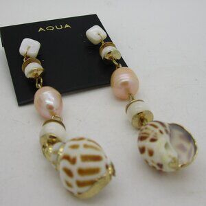 CARA ACCESSORIES Goldtone Faux Pearls & Shell 3-1/4" Dangle Earrings MSRP $38.00